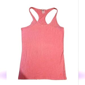 PINK VS Solid Neon Pink Racerback Tank Top w/Pup Embroidery